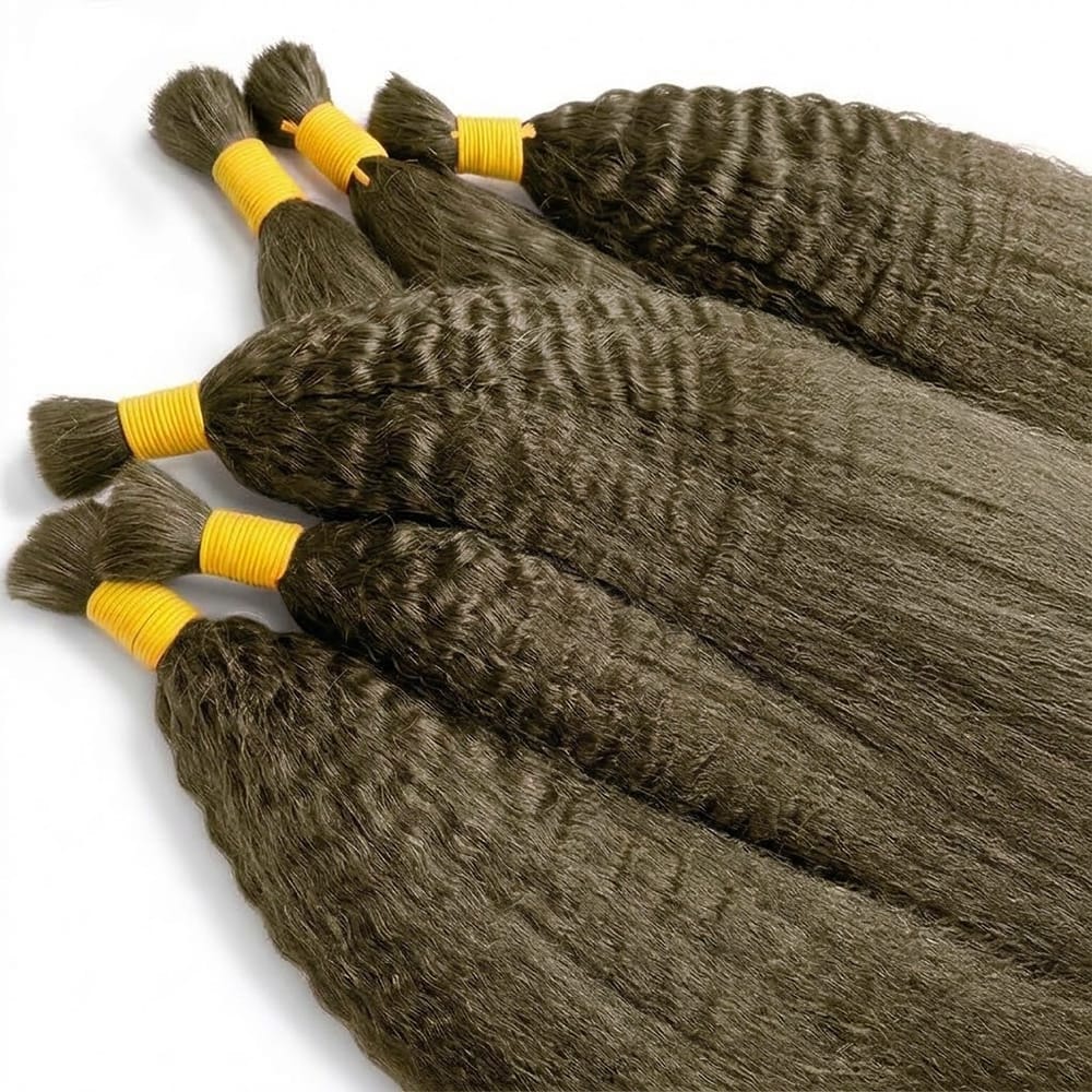 Kinky Stragiht 100% Raw Virgin Human Hair Bundles - (No Weft) Bulk Hair / Medium Chestnut Brown LINKTOWIG