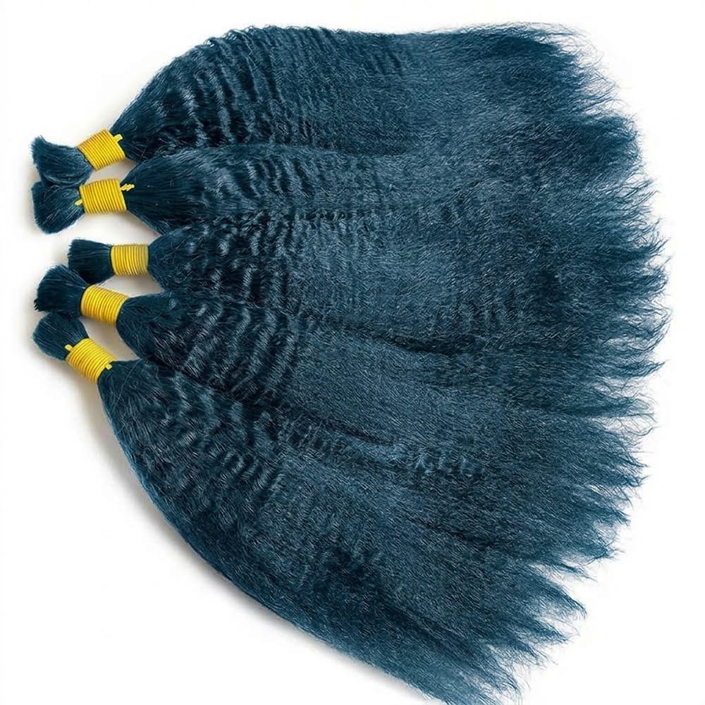 Kinky Stragiht 100% Raw Virgin Human Hair Bundles - (No Weft) Bulk Hair / Midnight Blue LINKTOWIG