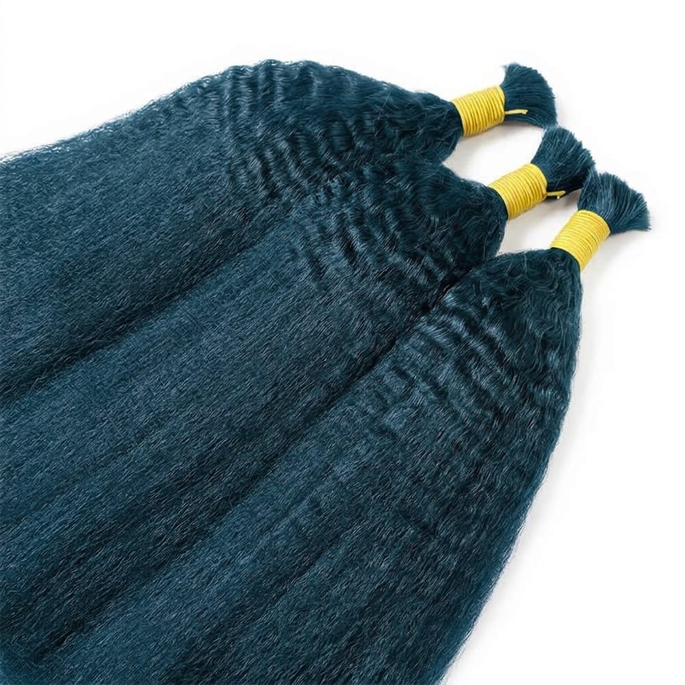Kinky Stragiht 100% Raw Virgin Human Hair Bundles - (No Weft) Bulk Hair / Midnight Blue LINKTOWIG