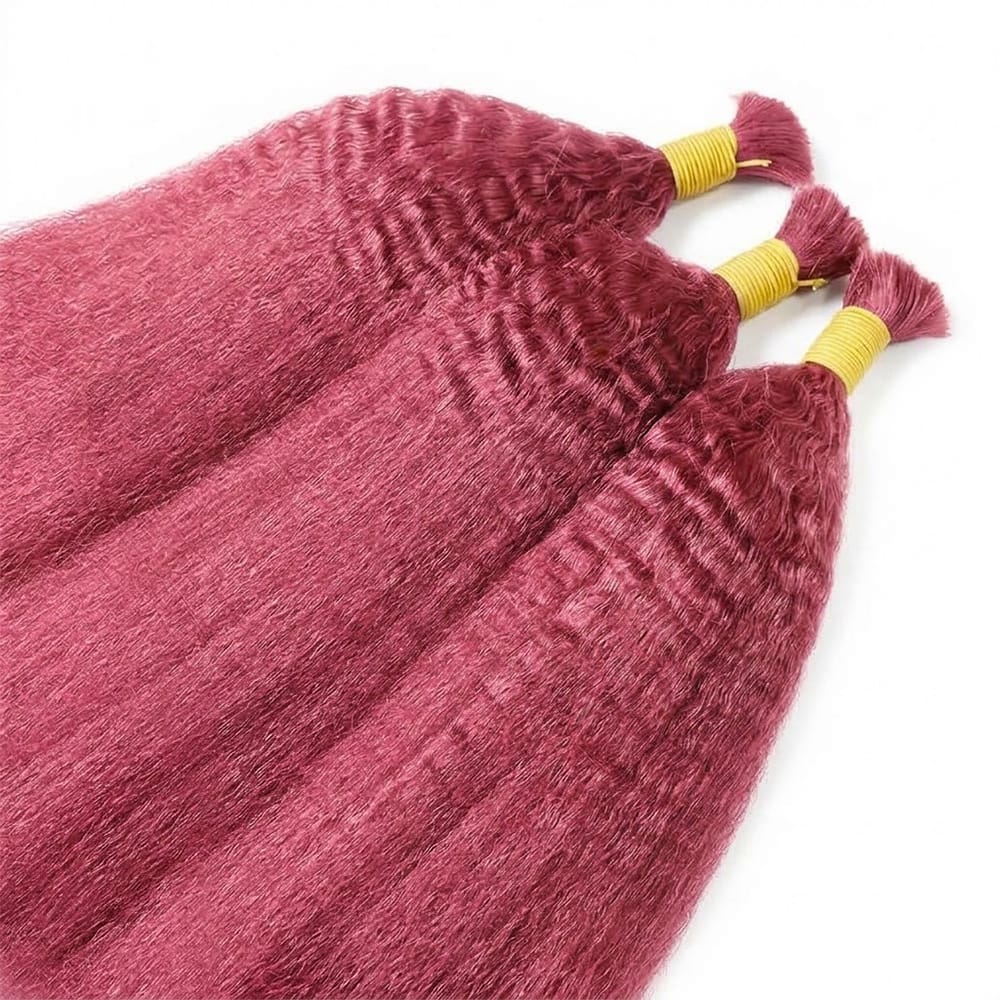 Kinky Stragiht 100% Raw Virgin Human Hair Bundles - (No Weft) Bulk Hair / pink LINKTOWIG