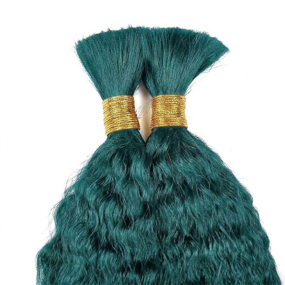 Kinky Stragiht 100% Raw Virgin Human Hair Bundles - (No Weft) Bulk Hair / Teal Green LINKTOWIG