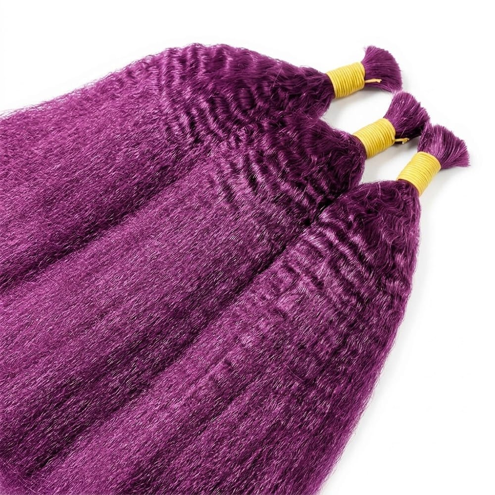 Kinky Stragiht 100% Raw Virgin Human Hair Bundles - (No Weft) Bulk Hair / Violet Purple LINKTOWIG