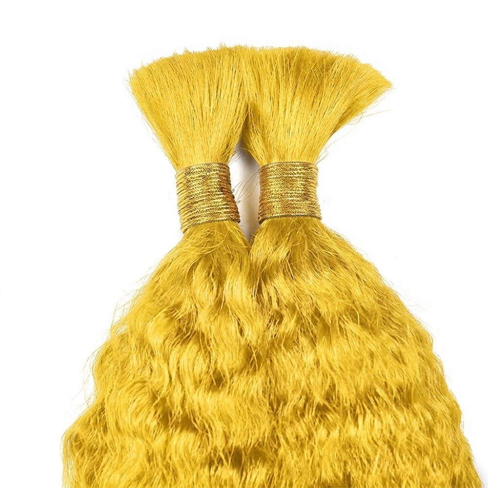 Kinky Stragiht 100% Raw Virgin Human Hair Bundles - (No Weft) Bulk Hair / Yellow LINKTOWIG