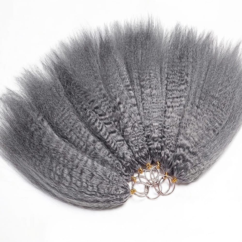 Kinky Stragiht Hair Bundles / Feather Hair Extensions — 100% Virgin Human Hair / Charcoal Grey LINKTOWIG