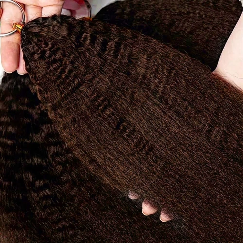 Kinky Stragiht Hair Bundles / Feather Hair Extensions — 100% Virgin Human Hair / Dark Emerald Green LINKTOWIG