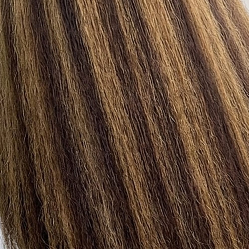 Kinky Stragiht Hair Bundles / Feather Hair Extensions — 100% Virgin Human Hair / Honey Blonde Highlights LINKTOWIG