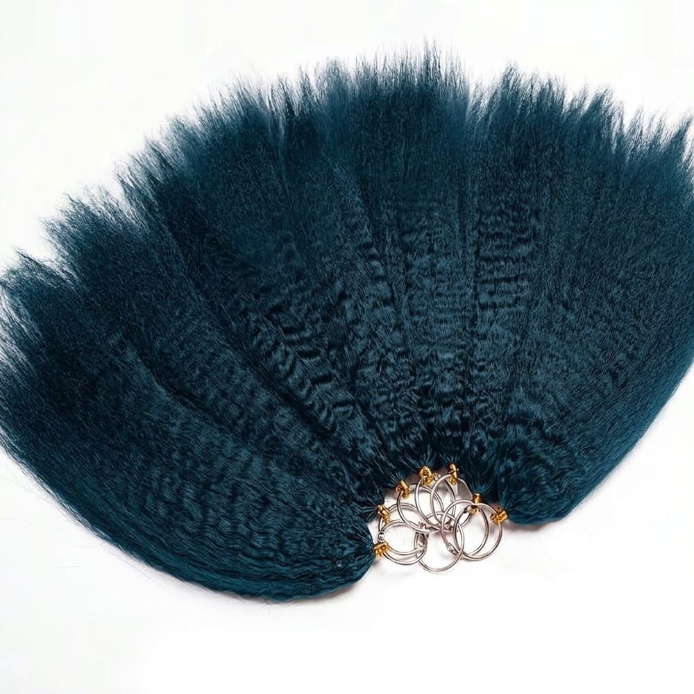 Kinky Stragiht Hair Bundles / Feather Hair Extensions — 100% Virgin Human Hair / Midnight Blue LINKTOWIG