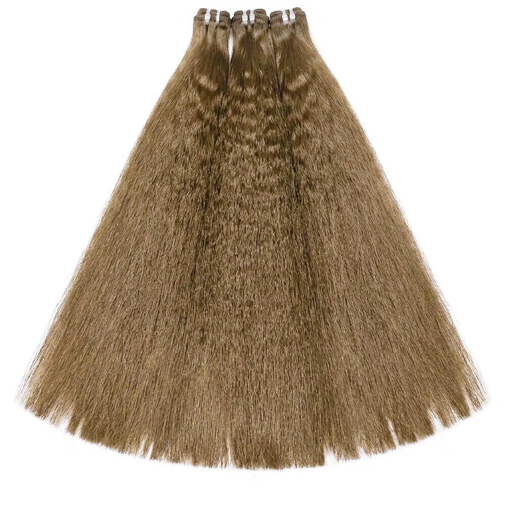 Kinky Stragiht Luxury Natural Hair Weft – 100% Virgin Human Hair / Wig Ash Brown LINKTOWIG