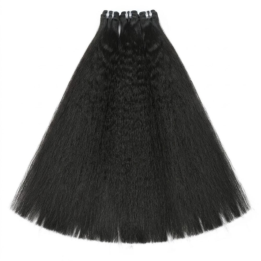 Kinky Stragiht Luxury Natural Hair Weft – 100% Virgin Human Hair / Wig Black LINKTOWIG
