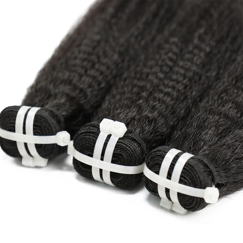 Kinky Stragiht Luxury Natural Hair Weft – 100% Virgin Human Hair / Wig Black LINKTOWIG