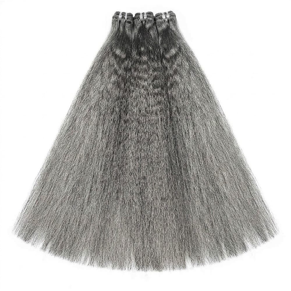 Kinky Stragiht Luxury Natural Hair Weft – 100% Virgin Human Hair / Wig Charcoal Grey LINKTOWIG