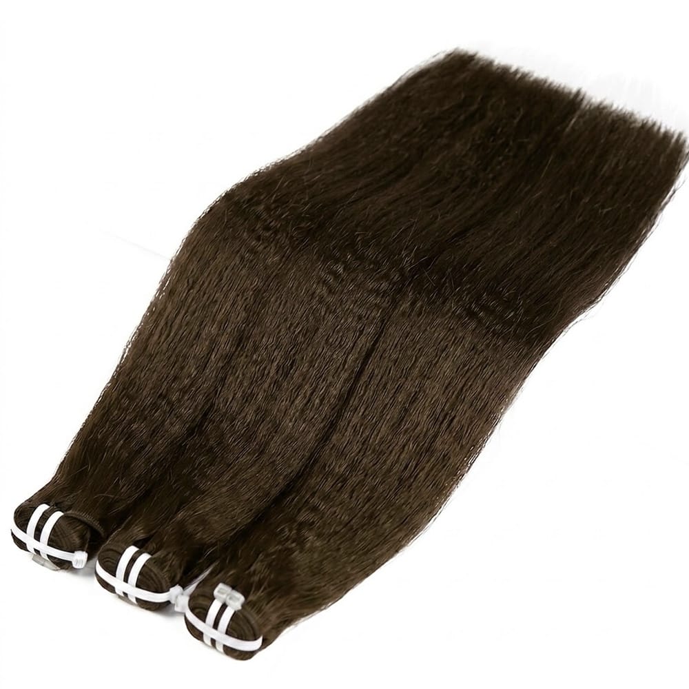 Kinky Stragiht Luxury Natural Hair Weft – 100% Virgin Human Hair / Wig Chocolate Brown LINKTOWIG