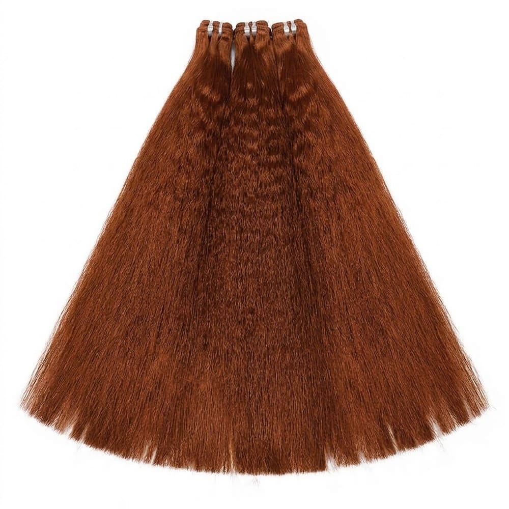 Kinky Stragiht Luxury Natural Hair Weft – 100% Virgin Human Hair / Wig Copper Orange LINKTOWIG