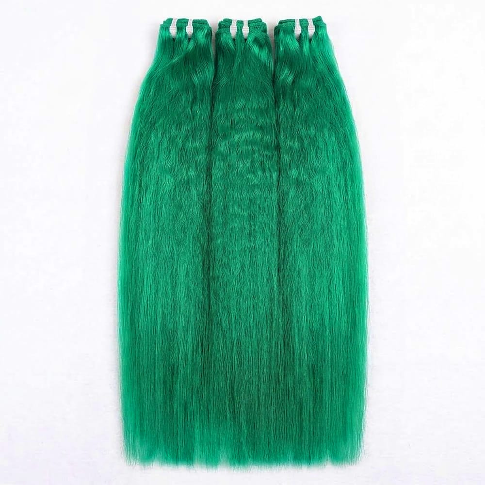 Kinky Stragiht Luxury Natural Hair Weft – 100% Virgin Human Hair / Wig Dark Emerald Green LINKTOWIG