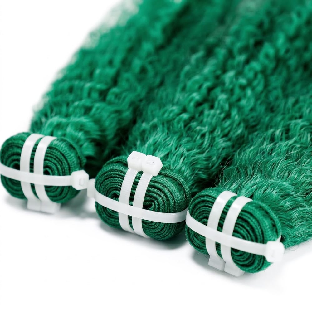 Kinky Stragiht Luxury Natural Hair Weft – 100% Virgin Human Hair / Wig Dark Emerald Green LINKTOWIG