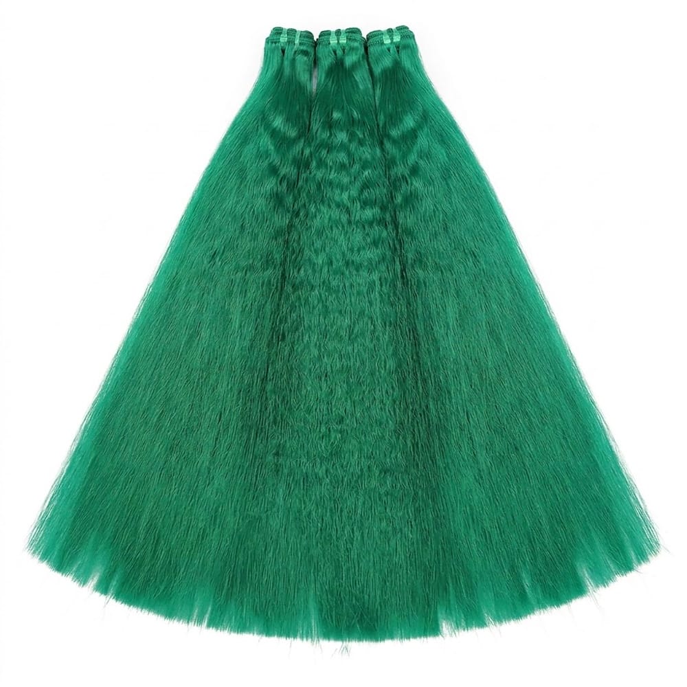 Kinky Stragiht Luxury Natural Hair Weft – 100% Virgin Human Hair / Wig Dark Emerald Green LINKTOWIG