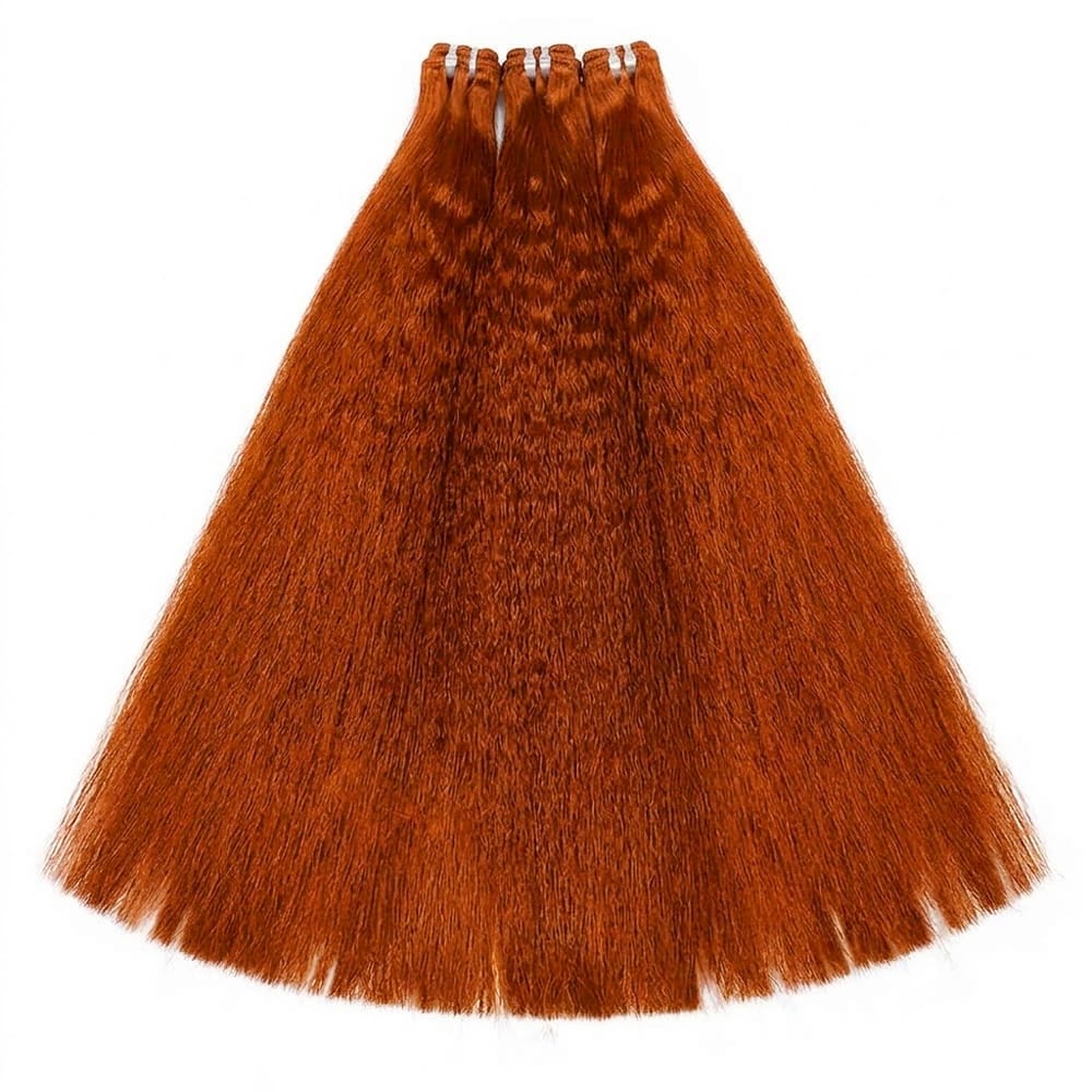 Kinky Stragiht Luxury Natural Hair Weft – 100% Virgin Human Hair / Wig Ginger Orange LINKTOWIG