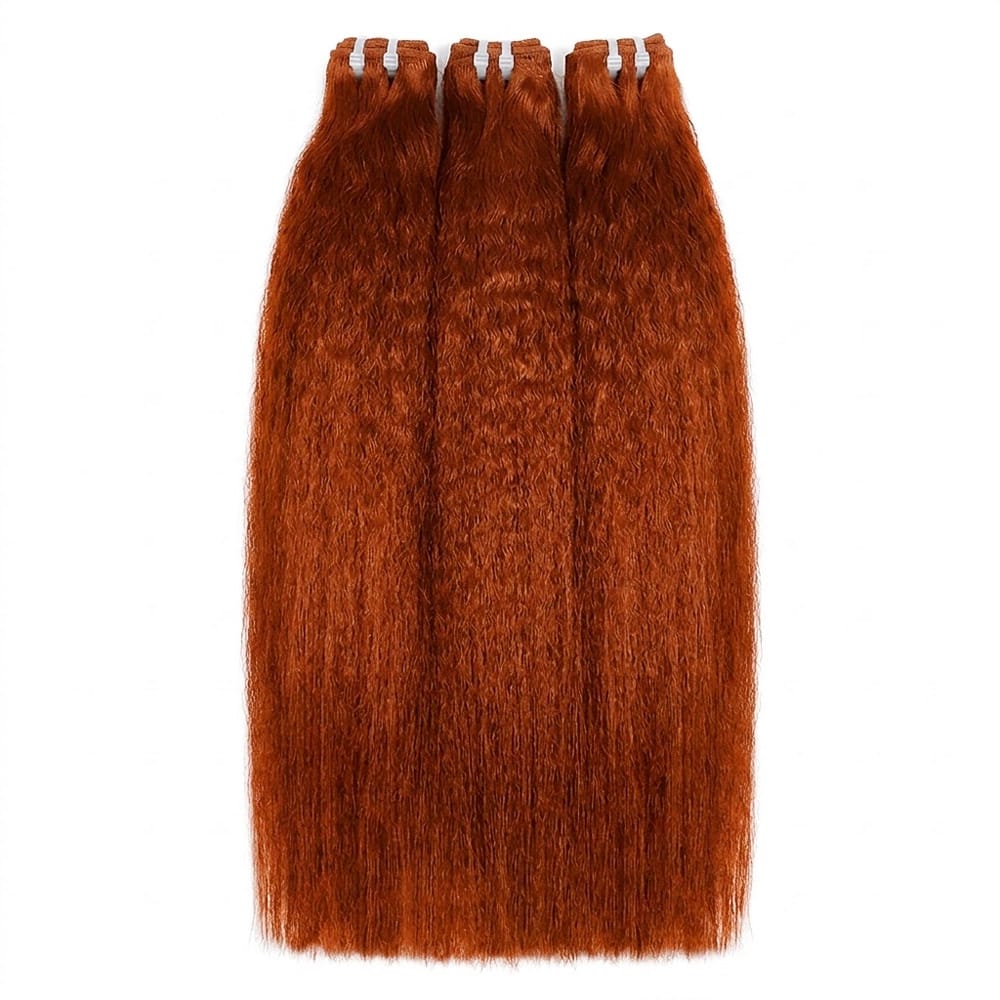 Kinky Stragiht Luxury Natural Hair Weft – 100% Virgin Human Hair / Wig Ginger Orange LINKTOWIG