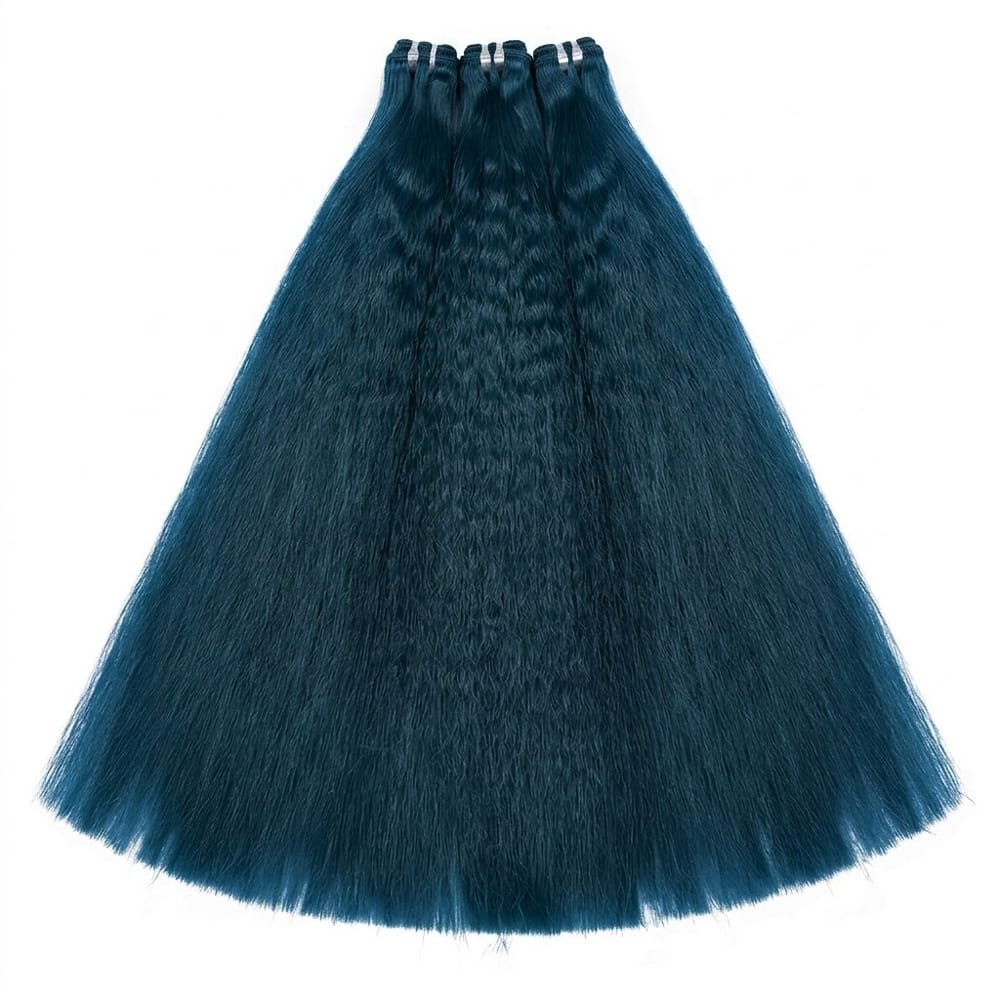 Kinky Stragiht Luxury Natural Hair Weft – 100% Virgin Human Hair / Wig Midnight Blue LINKTOWIG