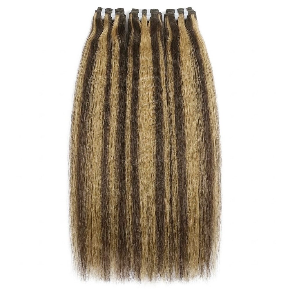 Kinky Stragiht Luxury Natural Hair Weft – 100% Virgin Human Hair / Wig Piano Color LINKTOWIG