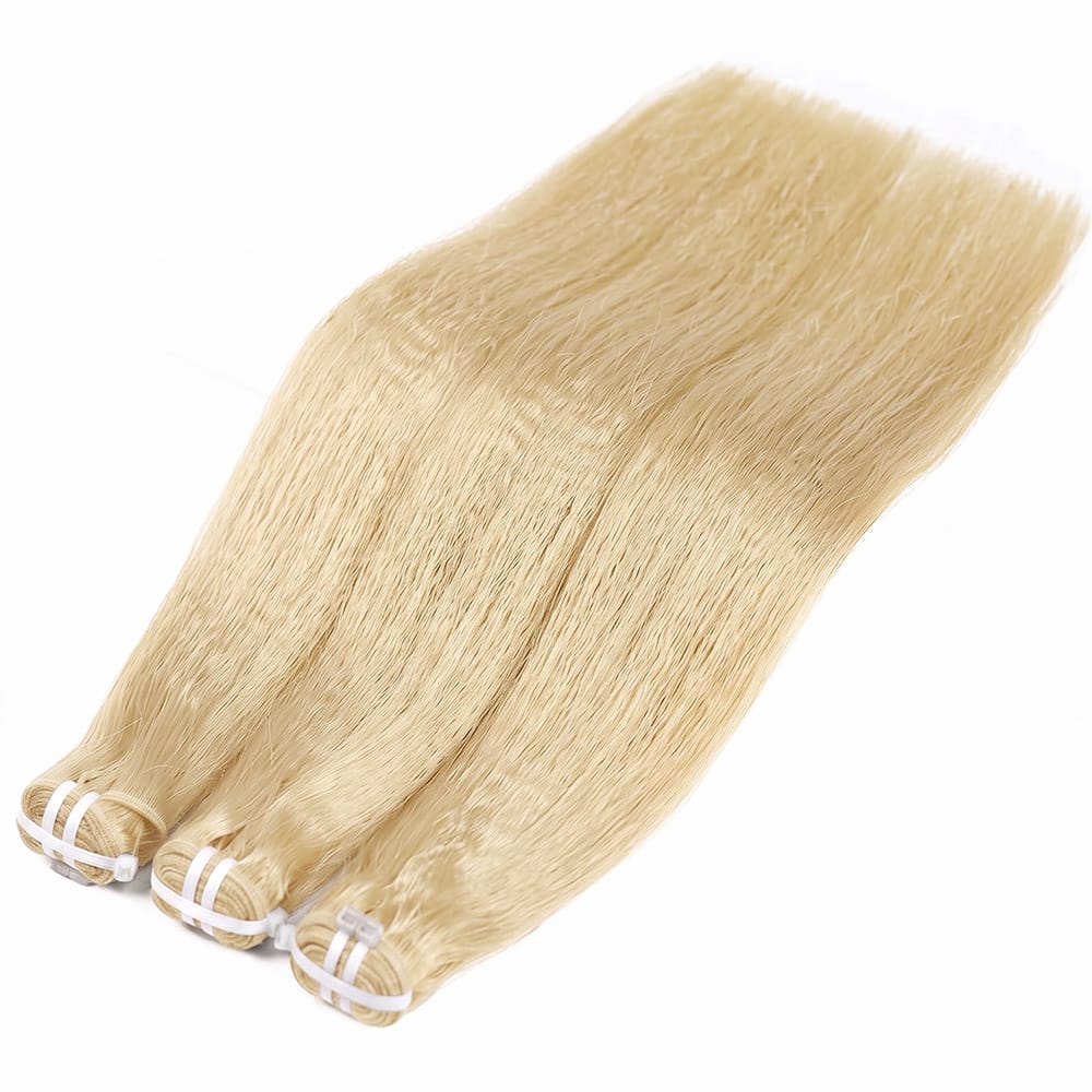 Kinky Stragiht Luxury Natural Hair Weft – 100% Virgin Human Hair / Wig Platinum Blonde LINKTOWIG