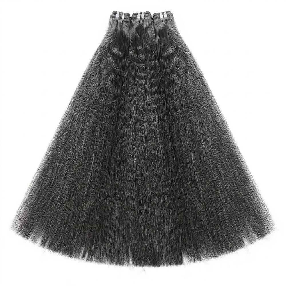Kinky Stragiht Luxury Natural Hair Weft – 100% Virgin Human Hair / Wig Silver Grey LINKTOWIG