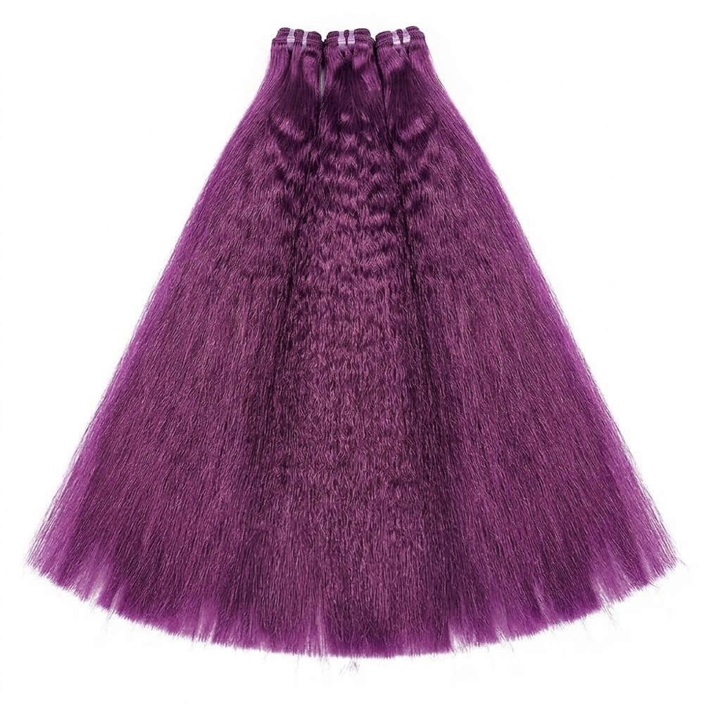 Kinky Stragiht Luxury Natural Hair Weft – 100% Virgin Human Hair / Wig Violet Purple LINKTOWIG