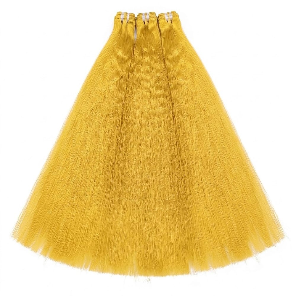 Kinky Stragiht Luxury Natural Hair Weft – 100% Virgin Human Hair / Wig Yellow LINKTOWIG