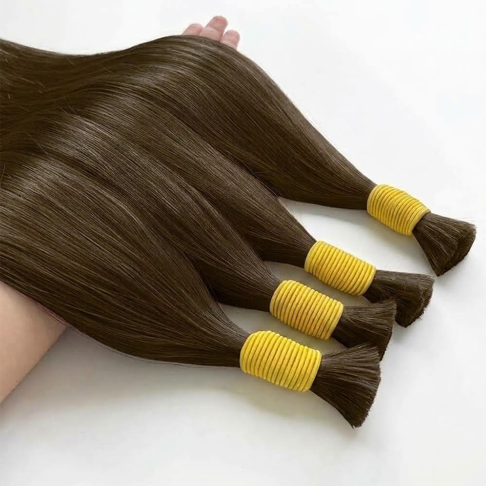 Stragiht 100% Raw Virgin Human Hair Bundles - (No Weft) Bulk Hair / aramel Balayage Highlights LINKTOWIG