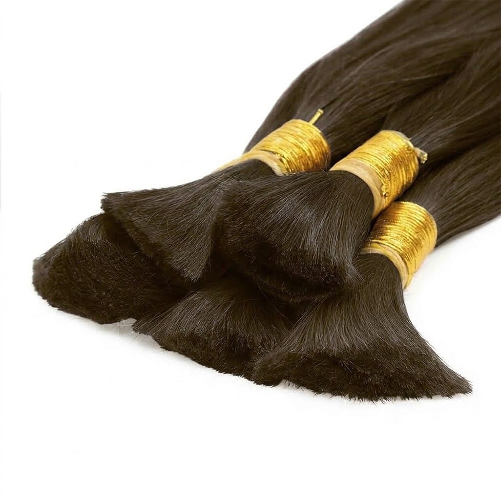 Stragiht 100% Raw Virgin Human Hair Bundles - (No Weft) Bulk Hair / aramel Balayage Highlights LINKTOWIG
