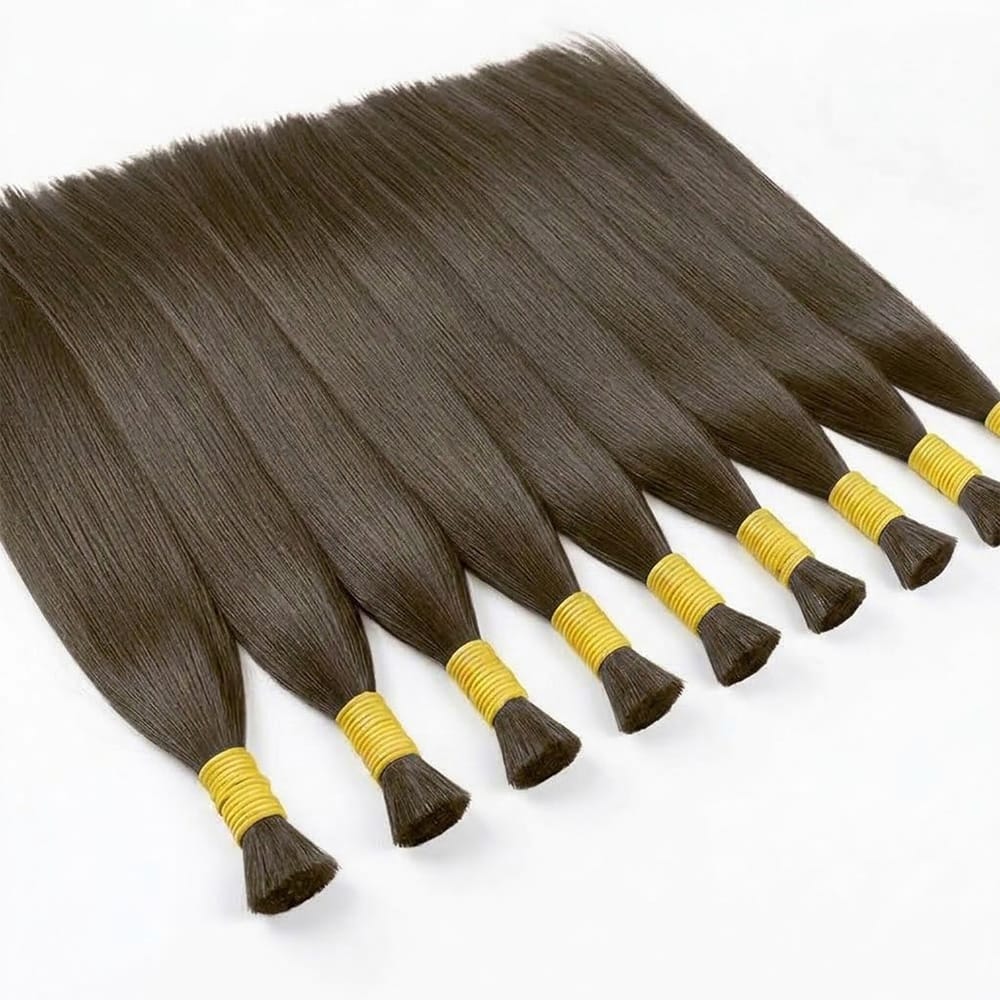 Stragiht 100% Raw Virgin Human Hair Bundles - (No Weft) Bulk Hair / aramel Balayage Highlights LINKTOWIG