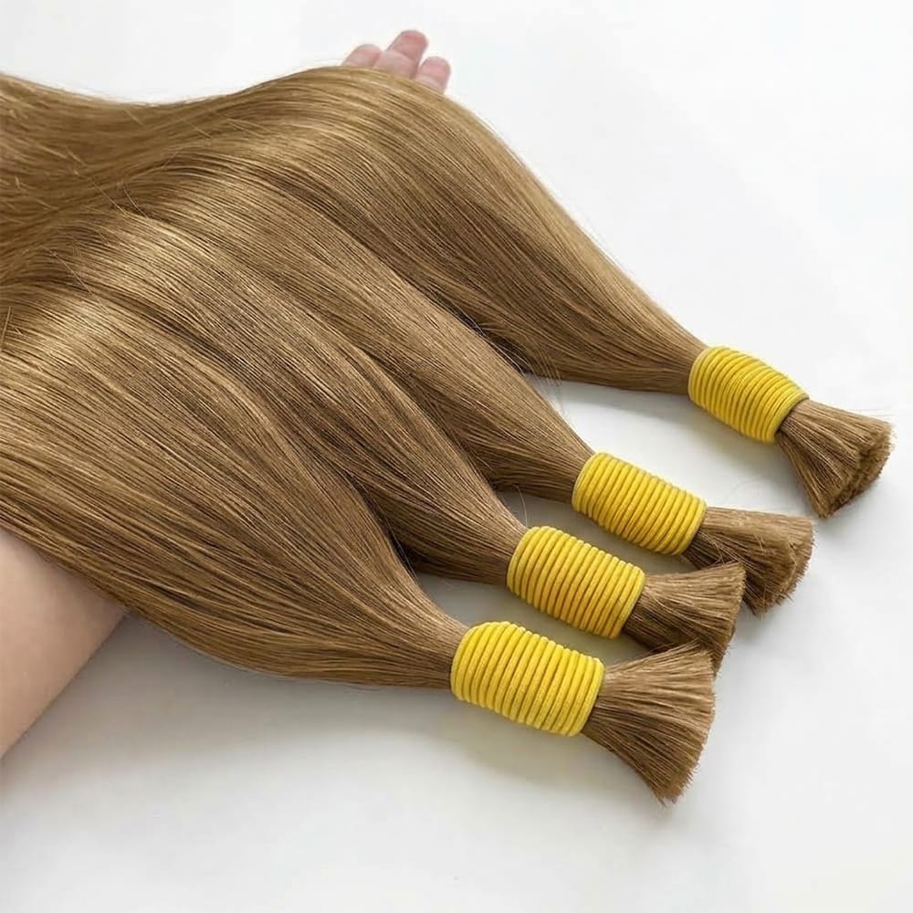 Stragiht 100% Raw Virgin Human Hair Bundles - (No Weft) Bulk Hair / Ash Brown LINKTOWIG