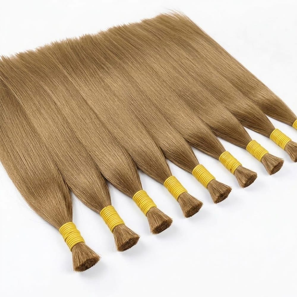 Stragiht 100% Raw Virgin Human Hair Bundles - (No Weft) Bulk Hair / Ash Brown LINKTOWIG