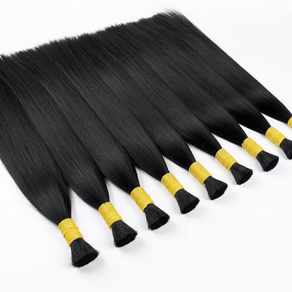 Stragiht 100% Raw Virgin Human Hair Bundles - (No Weft) Bulk Hair / Black LINKTOWIG