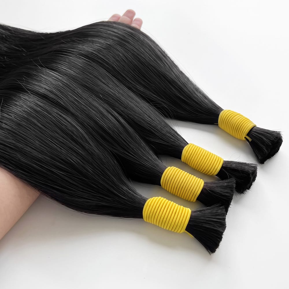 Stragiht 100% Raw Virgin Human Hair Bundles - (No Weft) Bulk Hair / Black LINKTOWIG