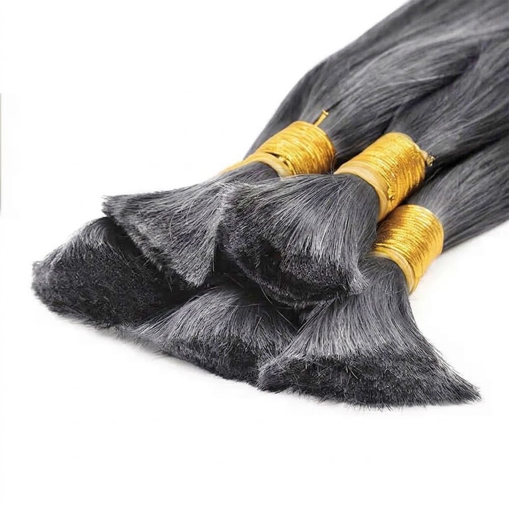 Stragiht 100% Raw Virgin Human Hair Bundles - (No Weft) Bulk Hair / Charcoal Grey LINKTOWIG
