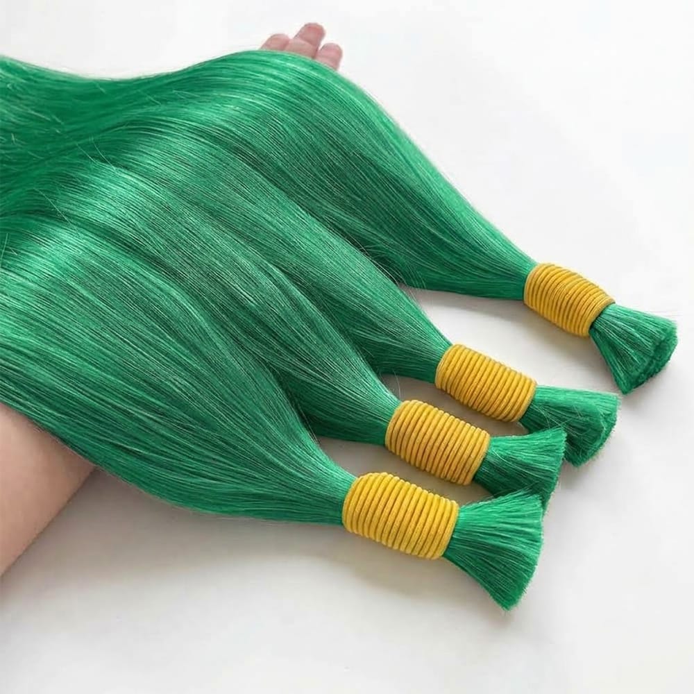 Stragiht 100% Raw Virgin Human Hair Bundles - (No Weft) Bulk Hair / Dark Emerald Green LINKTOWIG