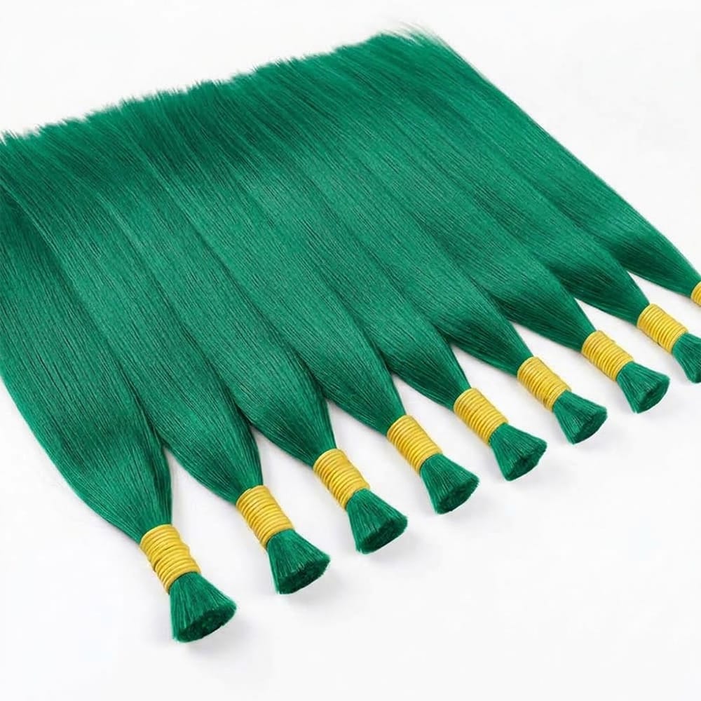 Stragiht 100% Raw Virgin Human Hair Bundles - (No Weft) Bulk Hair / Dark Emerald Green LINKTOWIG