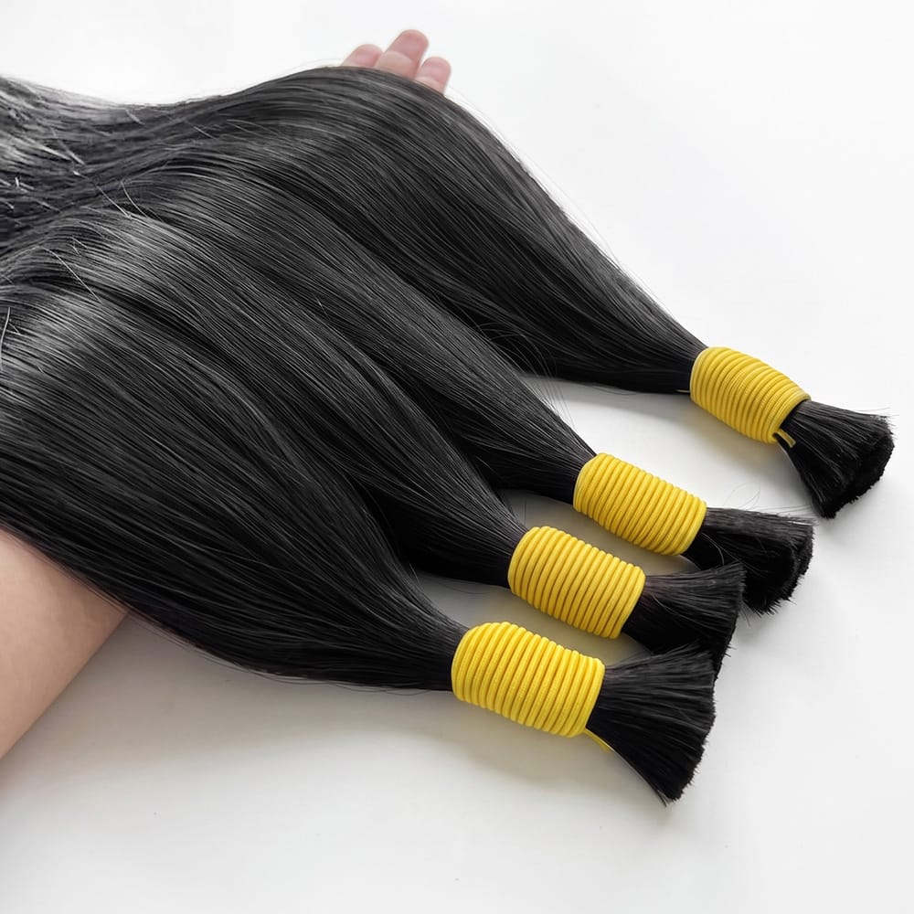 Stragiht 100% Raw Virgin Human Hair Bundles - (No Weft) Bulk Hair / Dark Roots LINKTOWIG