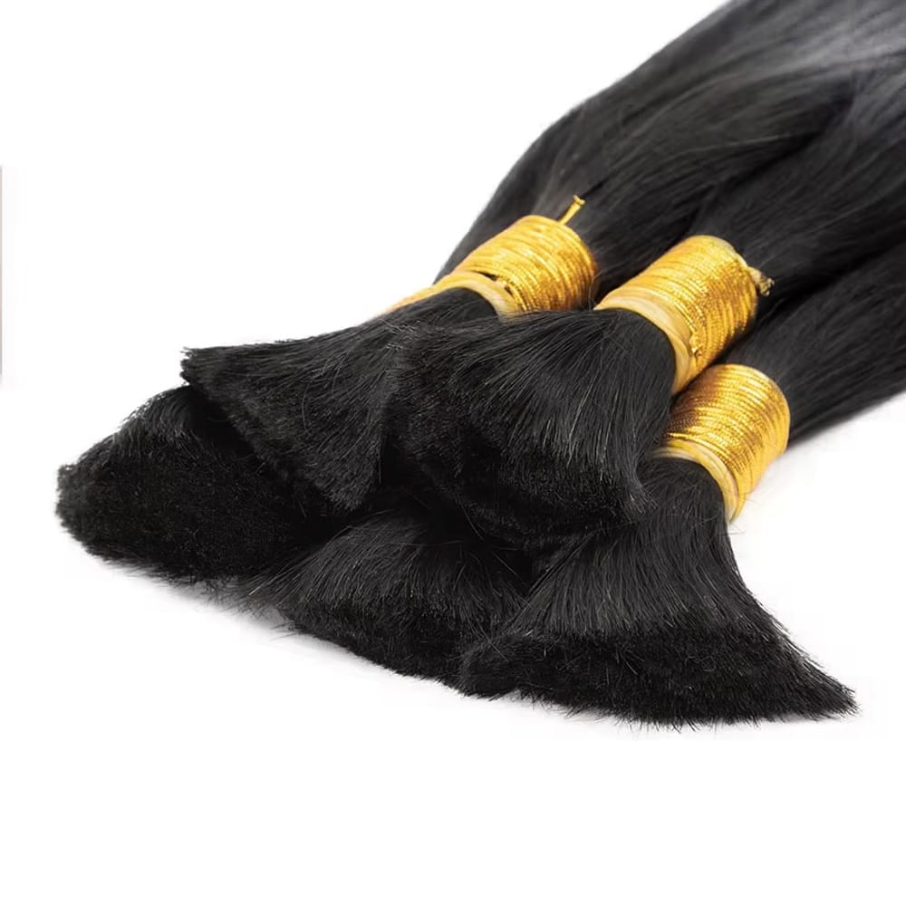 Stragiht 100% Raw Virgin Human Hair Bundles - (No Weft) Bulk Hair / Dark Roots LINKTOWIG