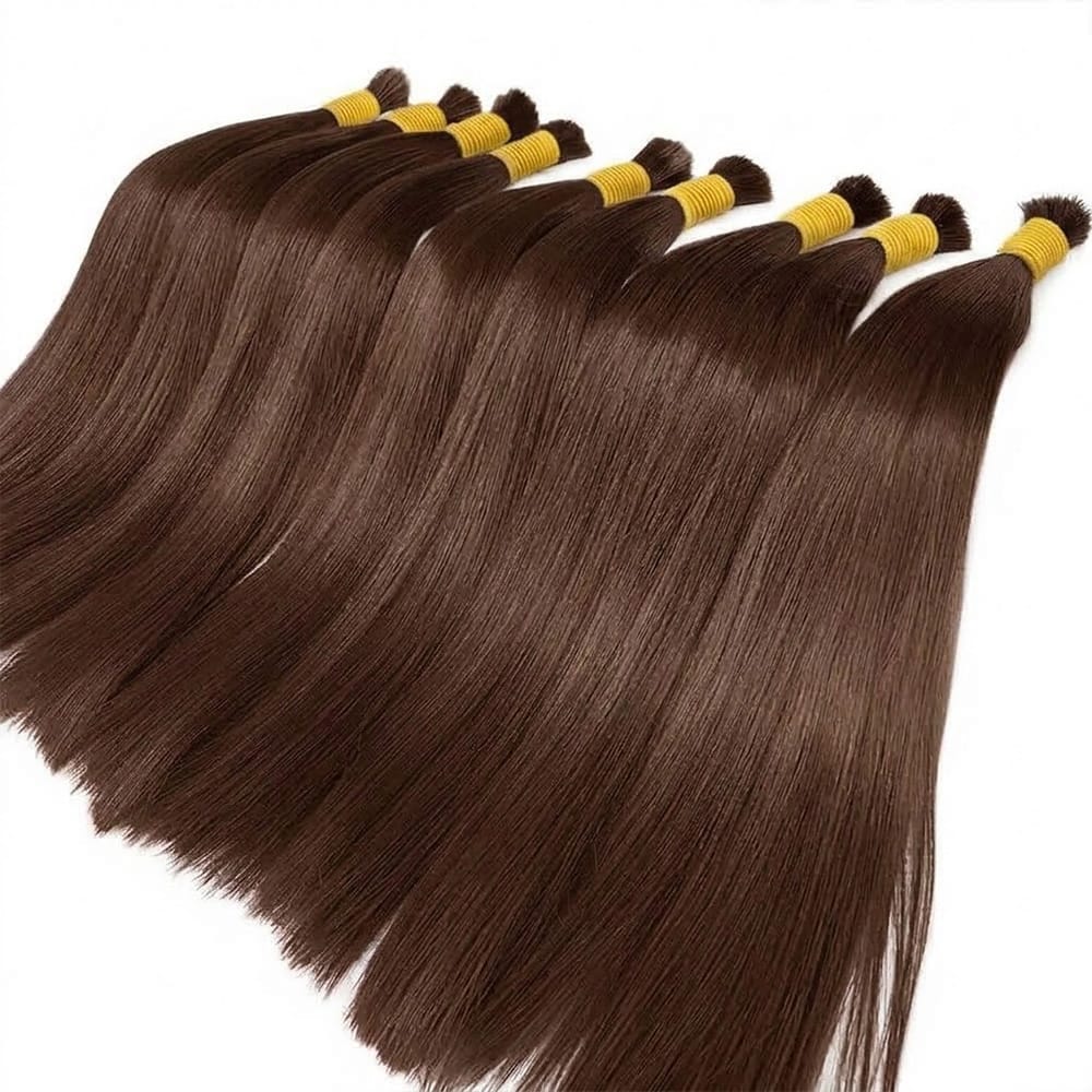 Stragiht 100% Raw Virgin Human Hair Bundles - (No Weft) Bulk Hair / Espresso Brown LINKTOWIG