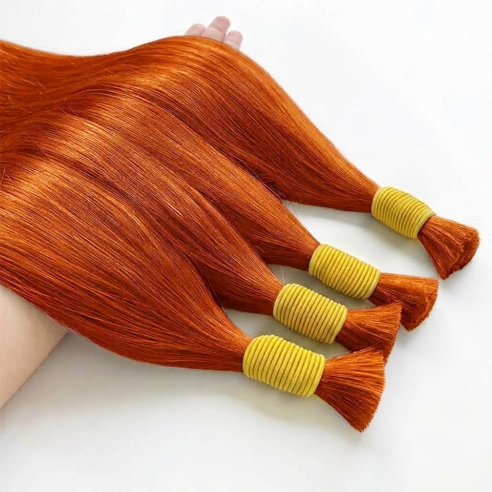 Stragiht 100% Raw Virgin Human Hair Bundles - (No Weft) Bulk Hair / Ginger Orange LINKTOWIG