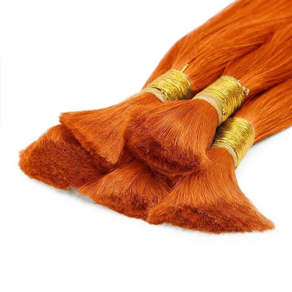 Stragiht 100% Raw Virgin Human Hair Bundles - (No Weft) Bulk Hair / Ginger Orange LINKTOWIG