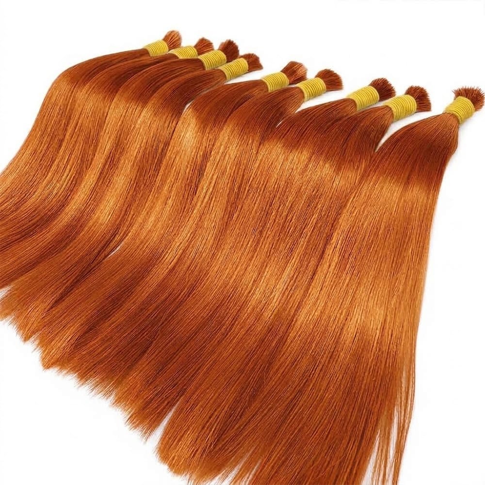 Stragiht 100% Raw Virgin Human Hair Bundles - (No Weft) Bulk Hair / Ginger Orange LINKTOWIG