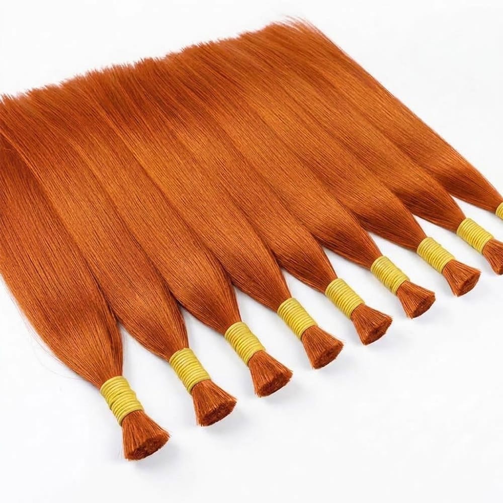 Stragiht 100% Raw Virgin Human Hair Bundles - (No Weft) Bulk Hair / Ginger Orange LINKTOWIG