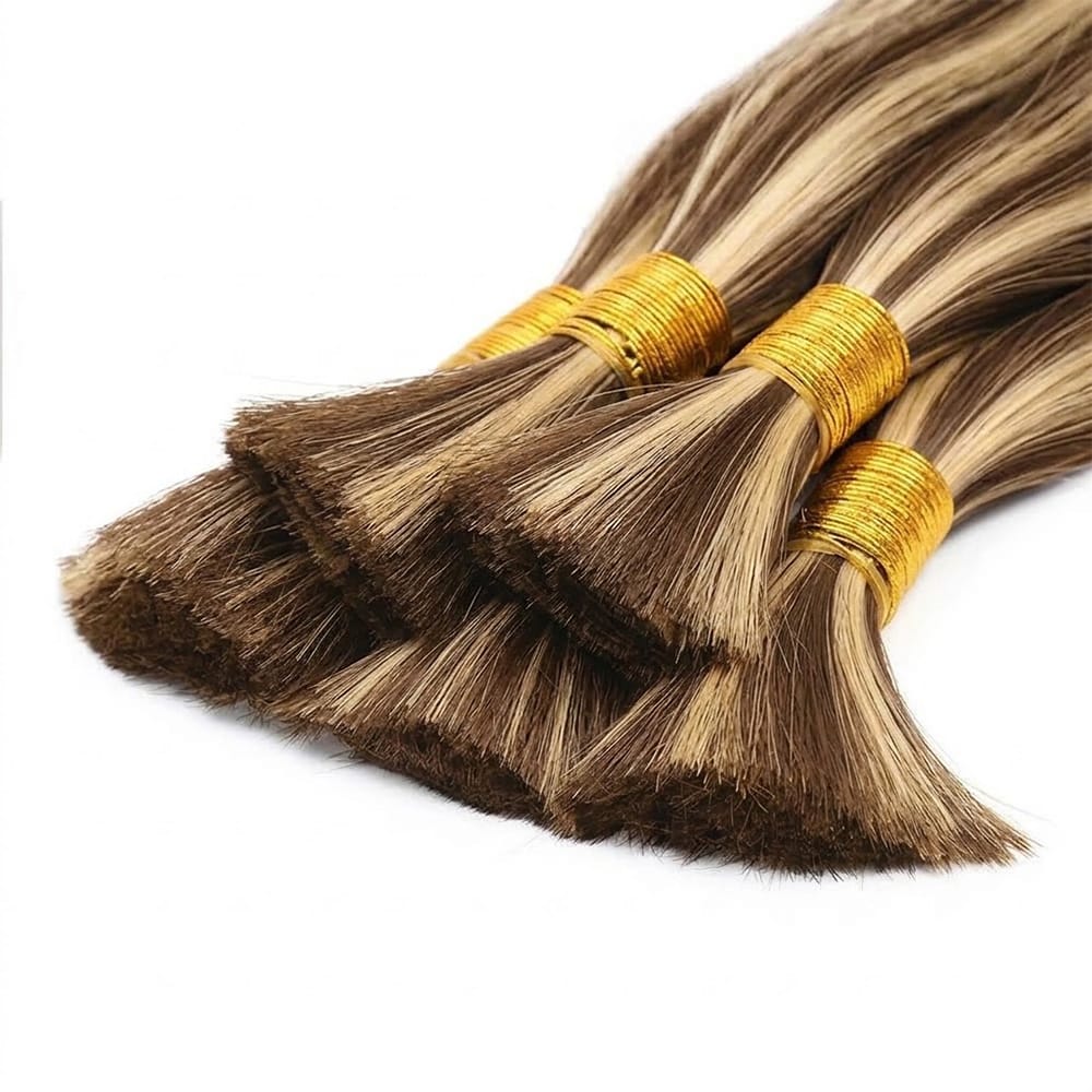 Stragiht 100% Raw Virgin Human Hair Bundles - (No Weft) Bulk Hair / Honey Brown LINKTOWIG