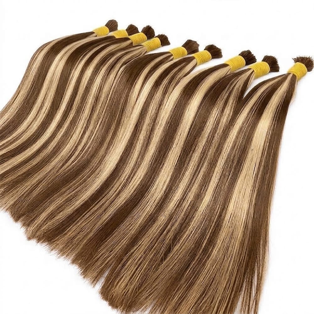 Stragiht 100% Raw Virgin Human Hair Bundles - (No Weft) Bulk Hair / Honey Brown LINKTOWIG