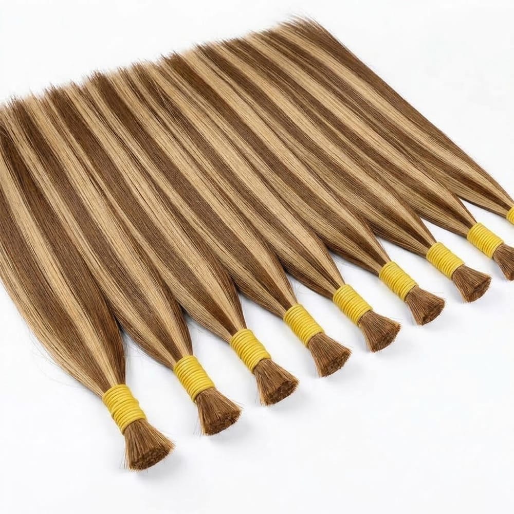 Stragiht 100% Raw Virgin Human Hair Bundles - (No Weft) Bulk Hair / Honey Brown LINKTOWIG