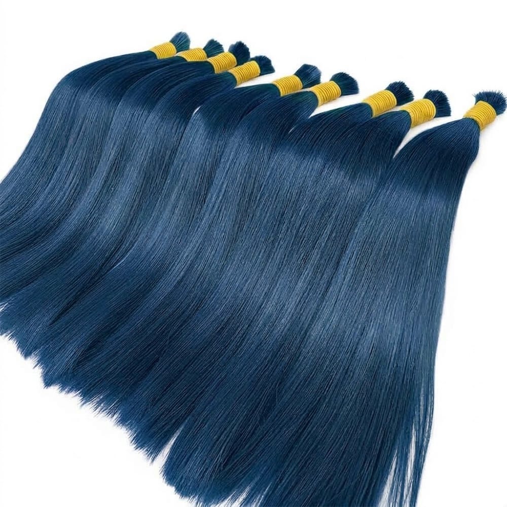 Stragiht 100% Raw Virgin Human Hair Bundles - (No Weft) Bulk Hair / Midnight Blue LINKTOWIG