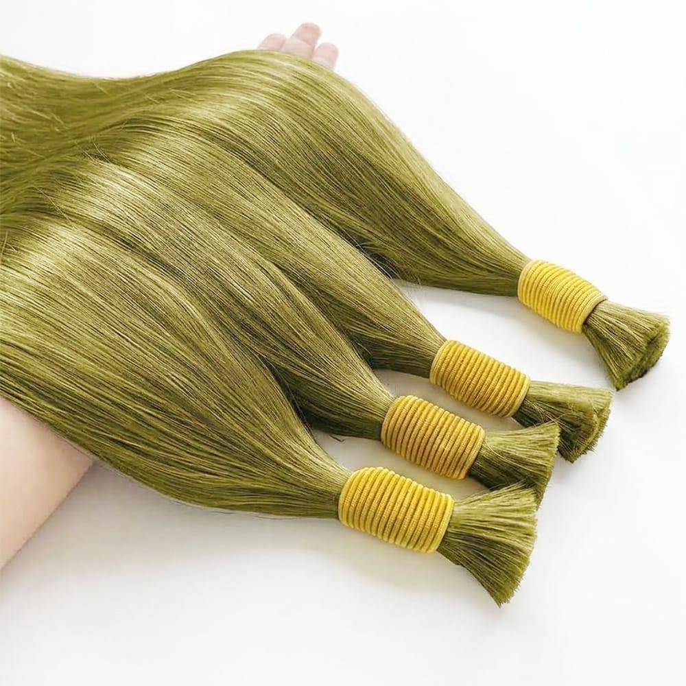 Stragiht 100% Raw Virgin Human Hair Bundles - (No Weft) Bulk Hair / Olive Green Blonde LINKTOWIG